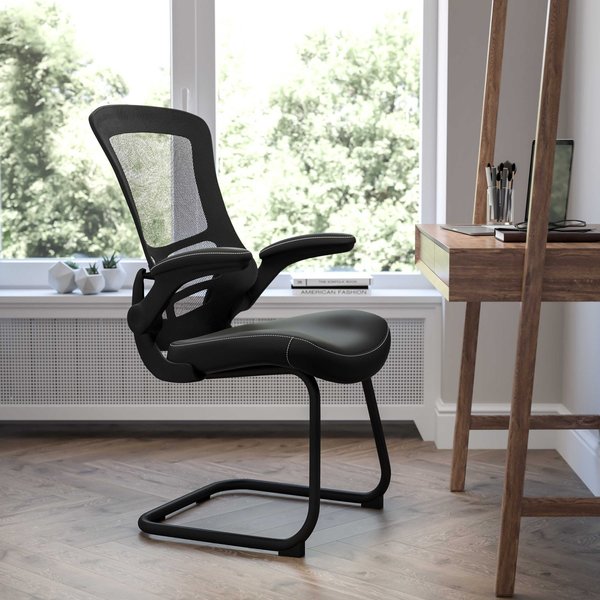 Black Mesh/Leather Side Chair