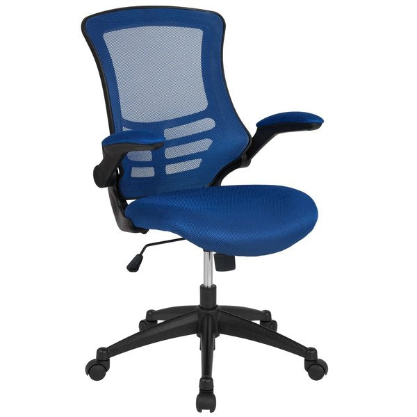 Desk Chair, Foam, Mesh, Metal, Plastic, Plywood, Blue Mesh