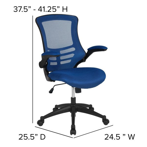 Desk Chair, Foam, Mesh, Metal, Plastic, Plywood, Blue Mesh