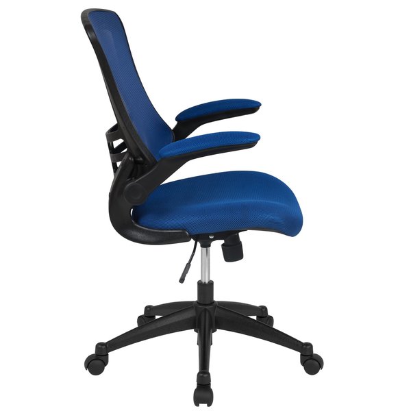 Desk Chair, Foam, Mesh, Metal, Plastic, Plywood, Blue Mesh