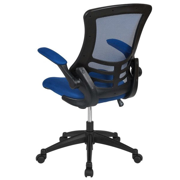 Desk Chair, Foam, Mesh, Metal, Plastic, Plywood, Blue Mesh