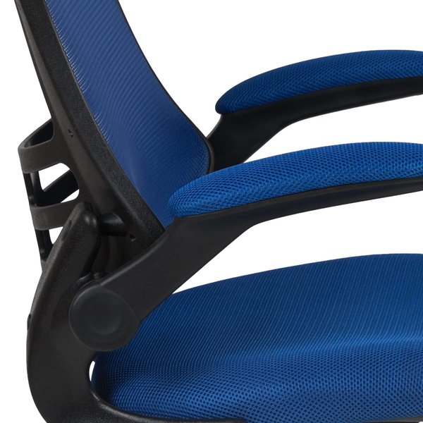 Desk Chair, Foam, Mesh, Metal, Plastic, Plywood, Blue Mesh