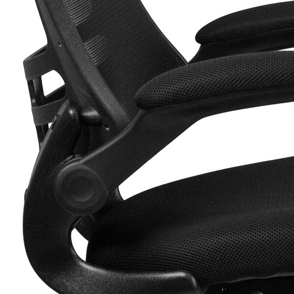 Mesh Drafting Chair, Padded Flip-up, Back, Seat, Frame: Black