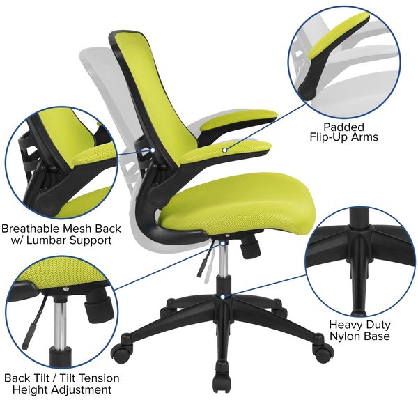 Desk Chair, Mesh, Green Mesh