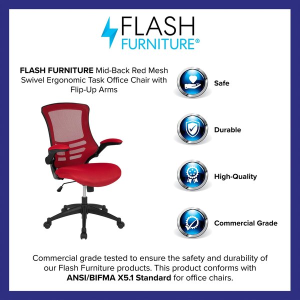 Mesh Ergonomic Chair, Red Mesh