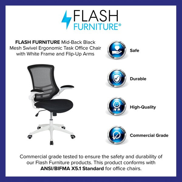 Desk Chair, Mesh, Black Mesh/White Frame