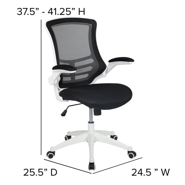 Desk Chair, Mesh, Black Mesh/White Frame