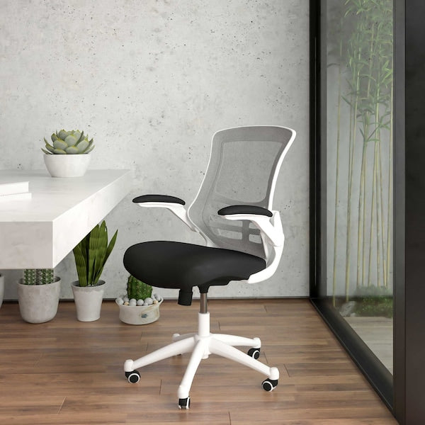 Desk Chair, Mesh, Black Mesh/White Frame
