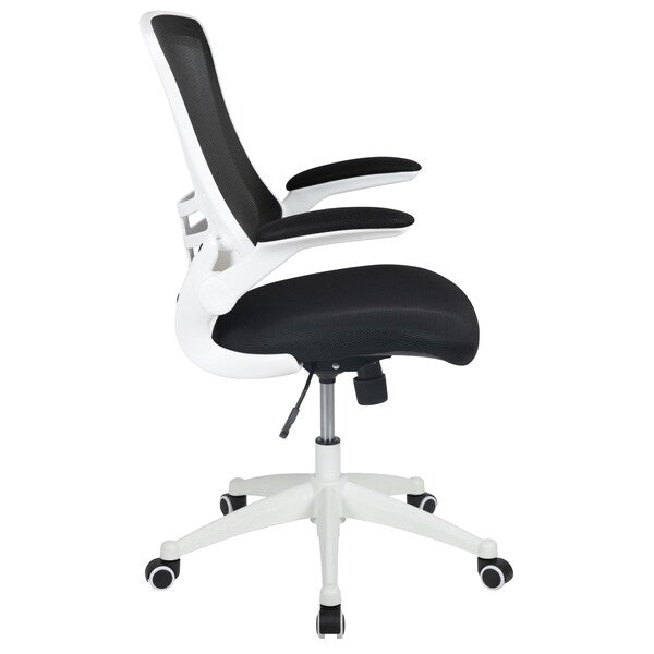 Desk Chair, Mesh, Black Mesh/White Frame