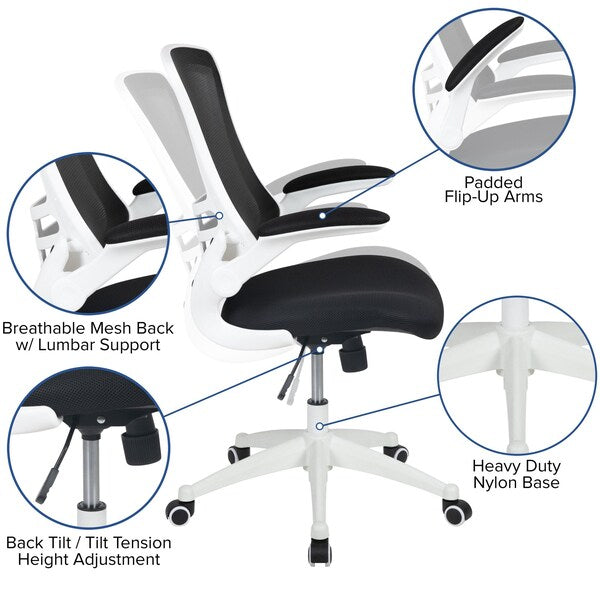 Desk Chair, Mesh, Black Mesh/White Frame