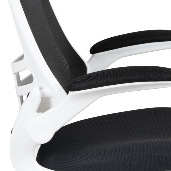 Desk Chair, Mesh, Black Mesh/White Frame