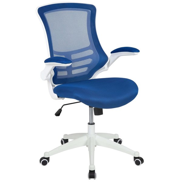 Desk Chair, Mesh, Blue Mesh/White Frame