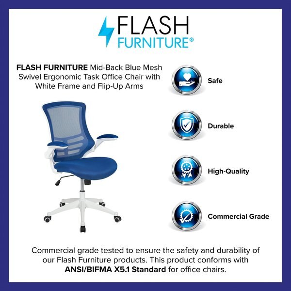Desk Chair, Mesh, Blue Mesh/White Frame