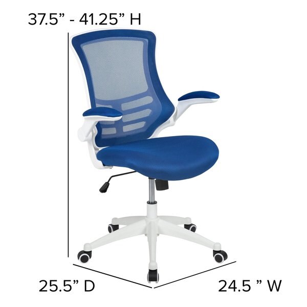 Desk Chair, Mesh, Blue Mesh/White Frame