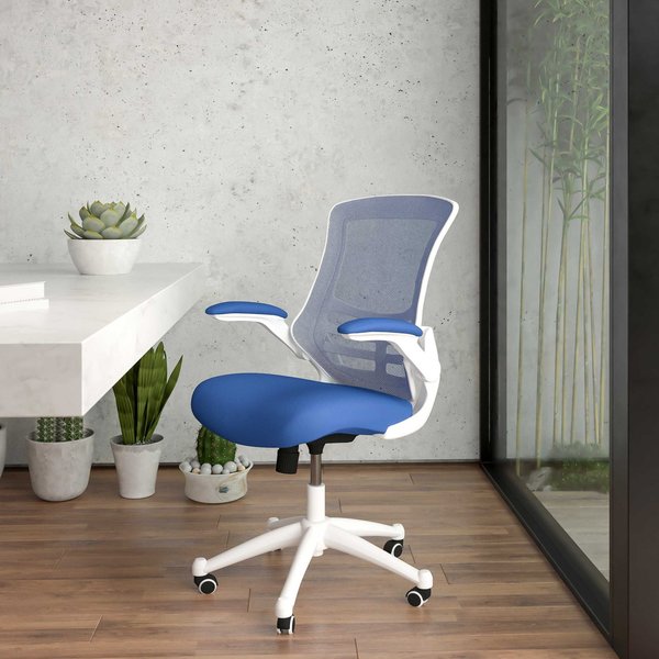 Desk Chair, Mesh, Blue Mesh/White Frame