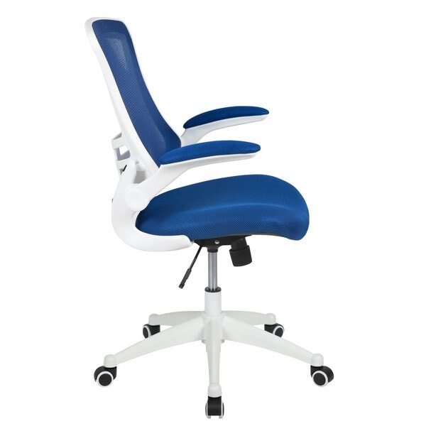 Desk Chair, Mesh, Blue Mesh/White Frame