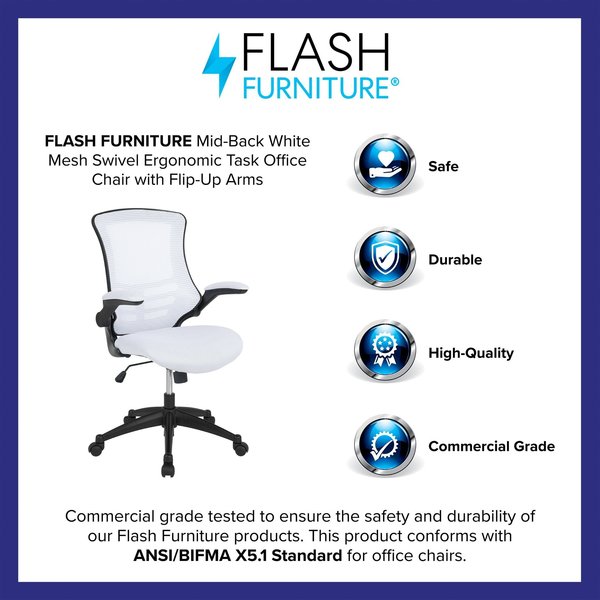 Desk Chair, Foam, Mesh, Metal, Plastic, Plywood, White Mesh