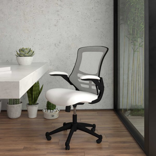 Desk Chair, Foam, Mesh, Metal, Plastic, Plywood, White Mesh