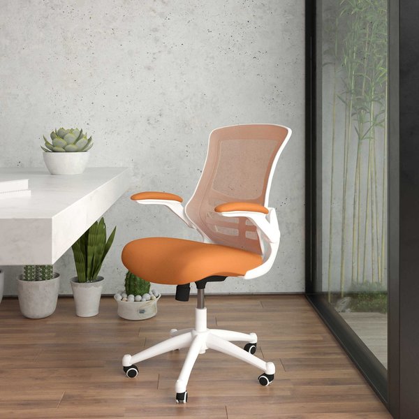Desk Chair, Mesh, Tan Mesh/White Frame