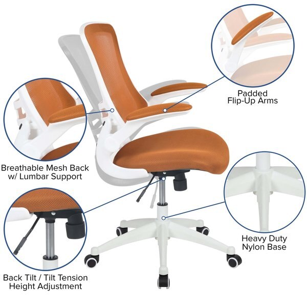 Desk Chair, Mesh, Tan Mesh/White Frame