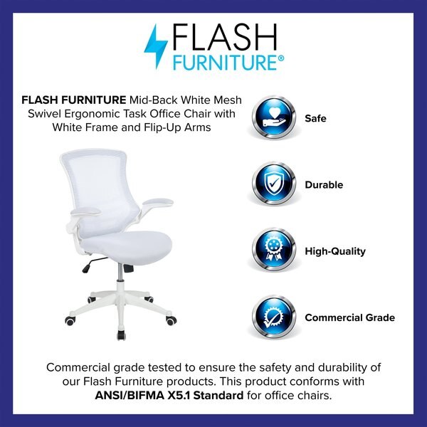 Desk Chair, Mesh, White Mesh/White Frame