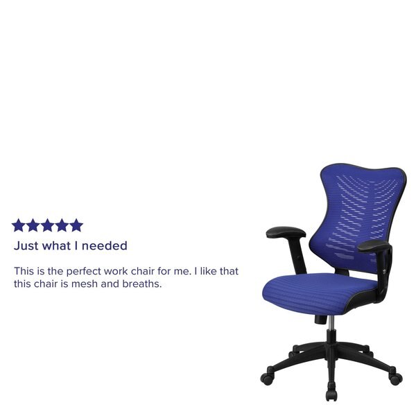 Executive Chair, Mesh, 21 3/4- Height, Padded, Blue Mesh