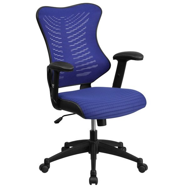 Executive Chair, Mesh, 21 3/4- Height, Padded, Blue Mesh