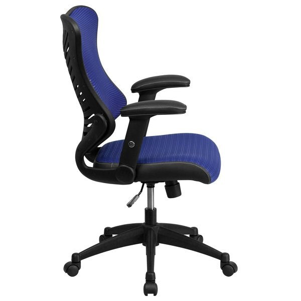 Executive Chair, Mesh, 21 3/4- Height, Padded, Blue Mesh