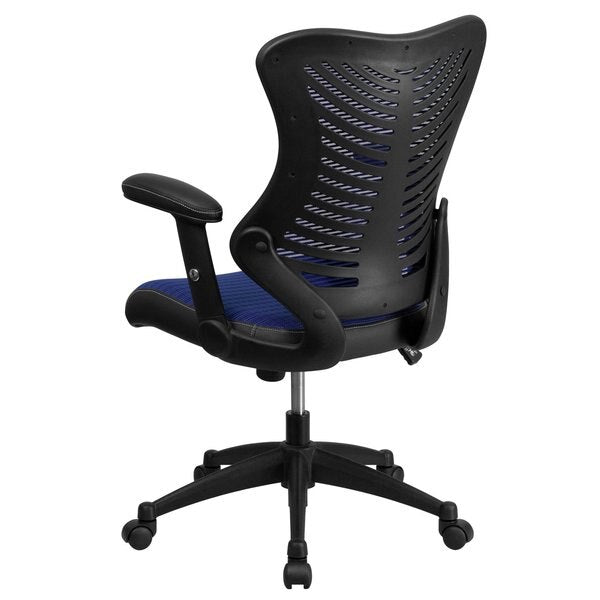 Executive Chair, Mesh, 21 3/4- Height, Padded, Blue Mesh