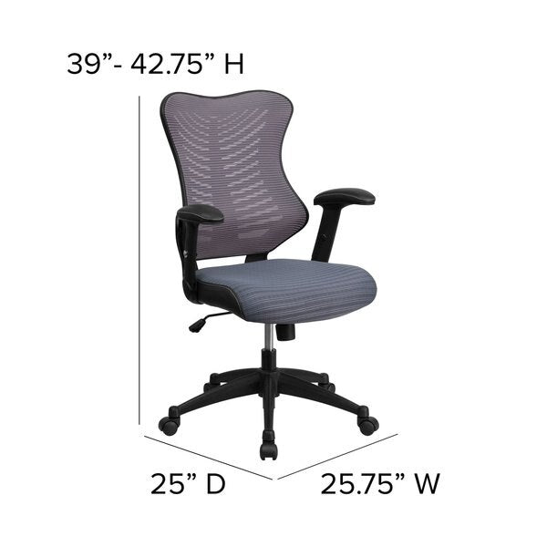 Executive Chair, Mesh, 21 3/4- Height, Padded, Gray Mesh