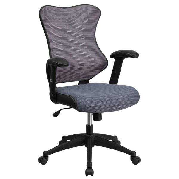 Executive Chair, Mesh, 21 3/4- Height, Padded, Gray Mesh