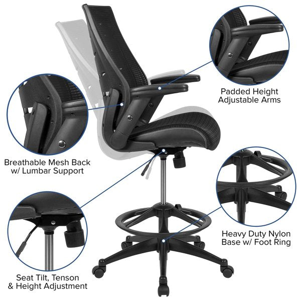 Drafting Chair, Mesh, Black