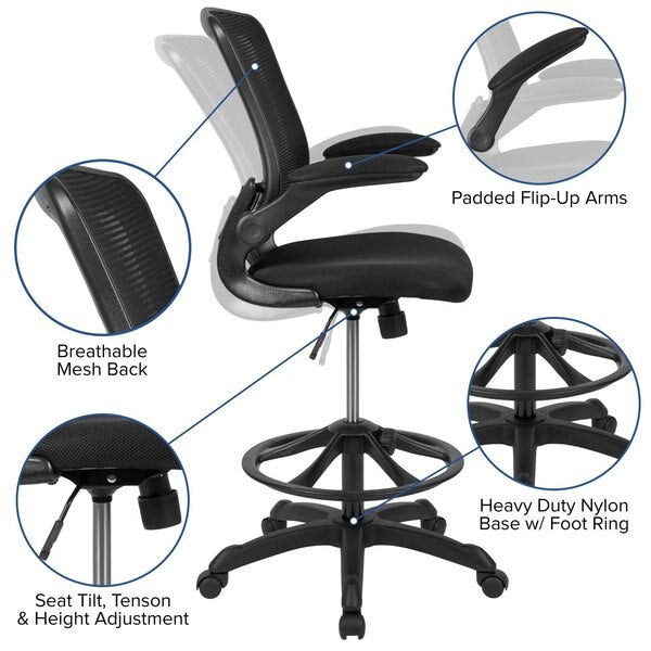 Drafting Chair, Mesh, Black