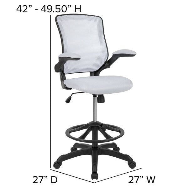 Drafting Chair, Mesh, White