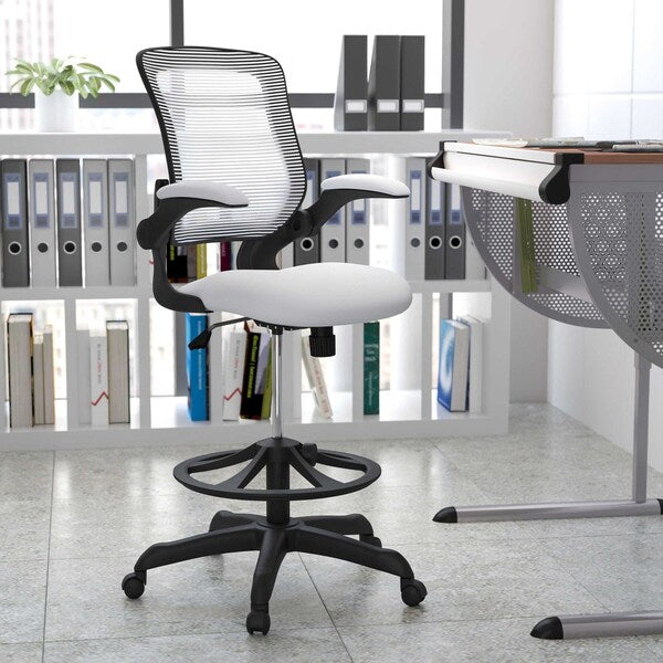 Drafting Chair, Mesh, White