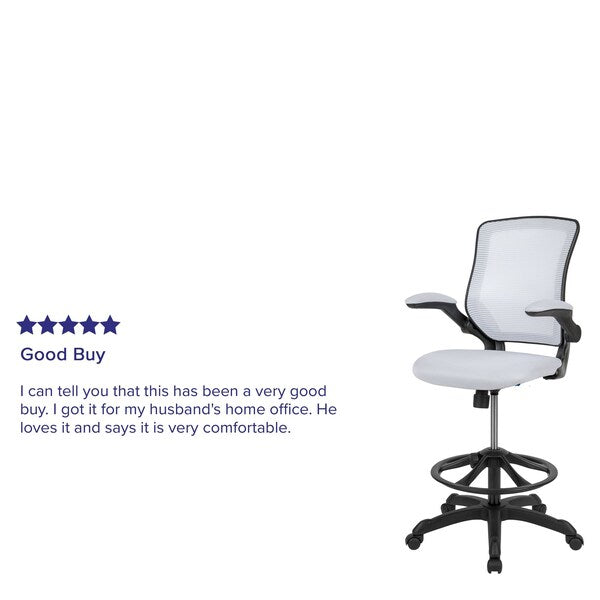 Drafting Chair, Mesh, White