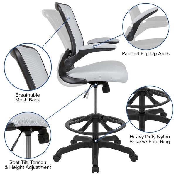 Drafting Chair, Mesh, White