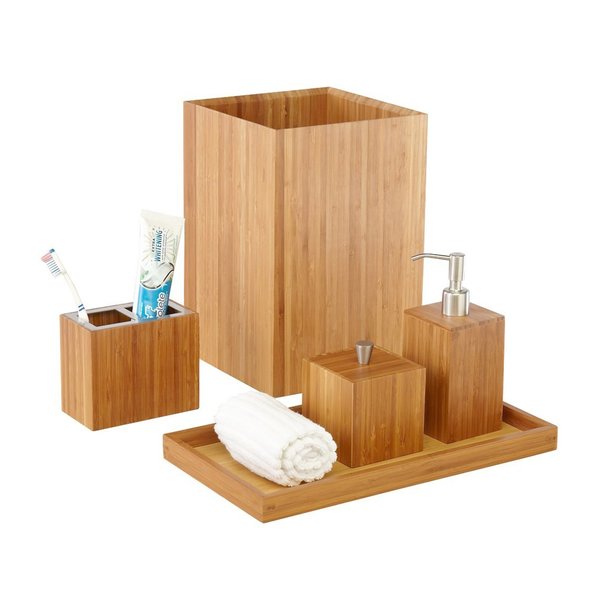 Bath Vanity Organizer Set, Bamboo Wood