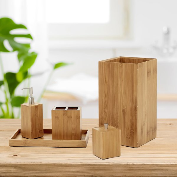 Bath Vanity Organizer Set, Bamboo Wood