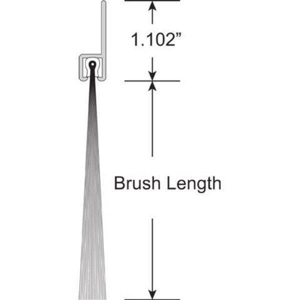 Brushseal, Dock Leveler, Nylon, 1-1/8-in 90 Degree Holder, 2-in Brush, 94-in.