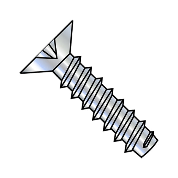 Sheet Metal Screw, #6-20 x 3/8 in, Zinc Plated Steel Flat Head Phillips Drive, 10000 PK