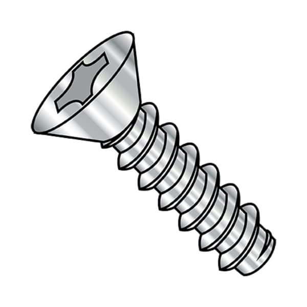 Self-Drilling Screw, #10-16 x 1 in, Plain 18-8 Stainless Steel Flat Head Phillips Drive, 3000 PK