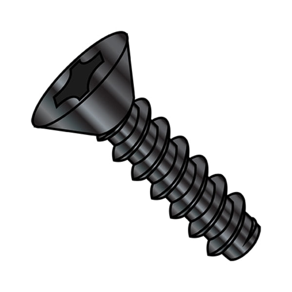 Self-Drilling Screw, #10-16 x 3/4 in, Black Oxide Steel Flat Head Phillips Drive, 8000 PK