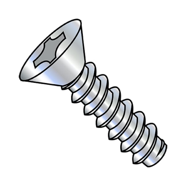 Self-Drilling Screw, #10-16 x 1-1/4 in, Zinc Plated Steel Flat Head Phillips Drive, 4000 PK