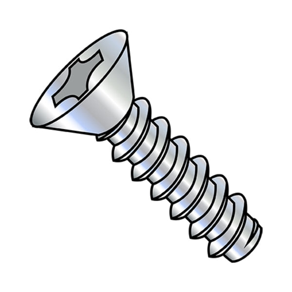 Self-Drilling Screw, #10-16 x 3/4 in, Zinc Plated Steel Flat Head Phillips Drive, 8000 PK