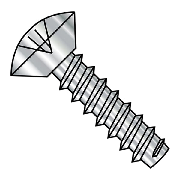 Sheet Metal Screw, #10-16 x 1/2 in, Plain 18-8 Stainless Steel Oval Head Phillips Drive, 4000 PK
