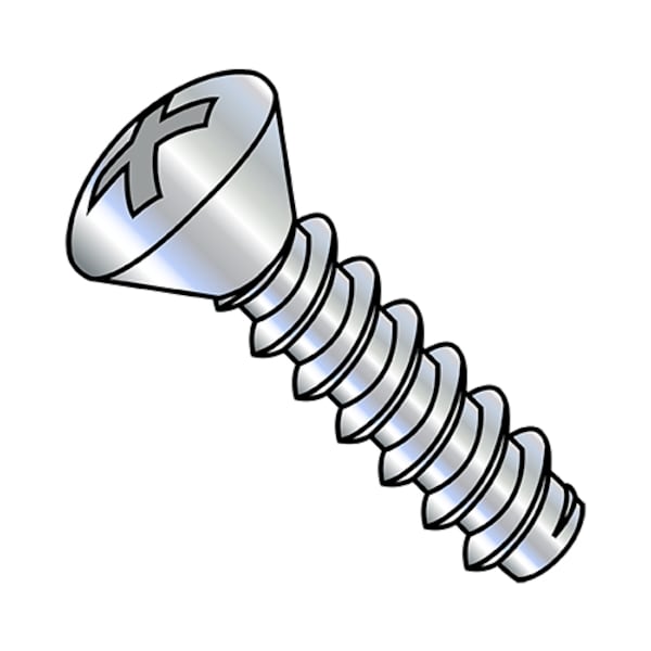 Self-Drilling Screw, #8-18 x 1 in, Zinc Plated Steel Oval Head Phillips Drive, 7000 PK