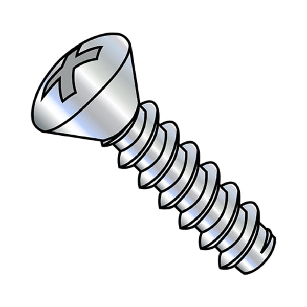 Self-Drilling Screw, #10-16 x 3/4 in, Zinc Plated Steel Oval Head Phillips Drive, 5000 PK