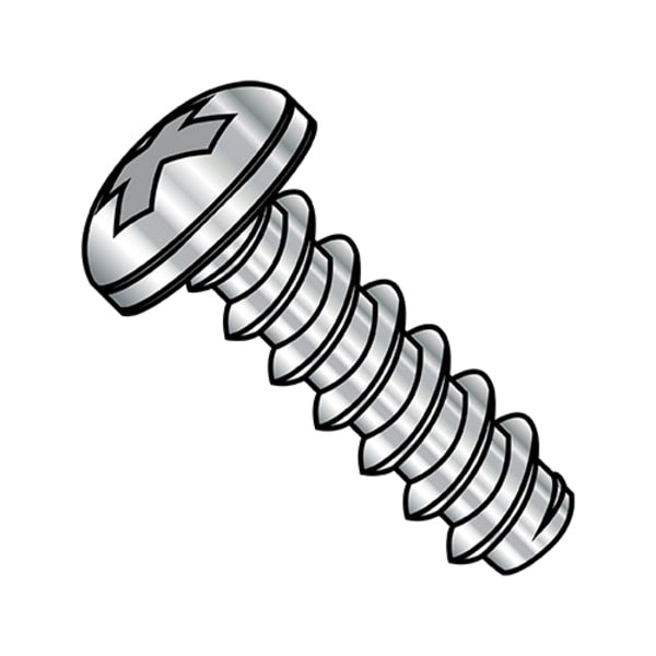 Self-Drilling Screw, #6-20 x 1-1/4 in, Plain 18-8 Stainless Steel Pan Head Phillips Drive, 4000 PK