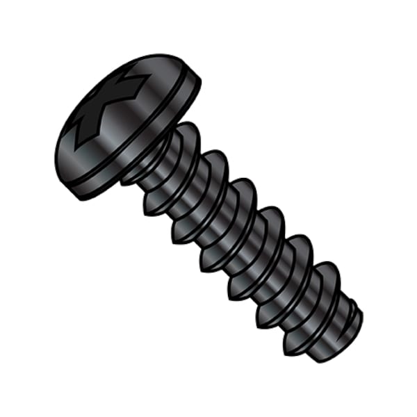 Self-Drilling Screw, #6-20 x 3/8 in, Black Oxide Steel Pan Head Phillips Drive, 10000 PK